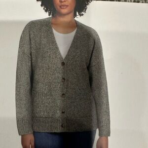 Ella Moss Gray Cardigan Sweater V-Neck